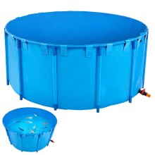 Canvas Fish Pond Above Ground Fish Tank 1320 Gal Round Koi Pond (Blue)