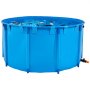VEVOR Canvas Fish Pond, 818 Gal Capacity Above Ground Fish Pond, Foldable PVC Koi Tank, Round Goldfish Tank with Stable Frame and Drain Valve, for Aquaculture, Koi Breeding, and Irrigation (Blue)