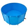 VEVOR Canvas Fish Pond, 818 Gal Capacity Above Ground Fish Pond, Foldable PVC Koi Tank, Round Goldfish Tank with Stable Frame and Drain Valve, for Aquaculture, Koi Breeding, and Irrigation (Blue)
