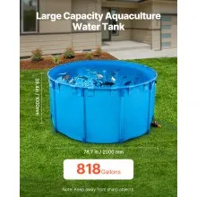 Canvas Fish Pond Above Ground Fish Tank 818 Gal Round Koi Pond (Blue)