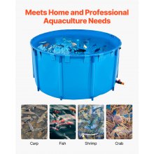 Canvas Fish Pond Above Ground Fish Tank 818 Gal Round Koi Pond (Blue)