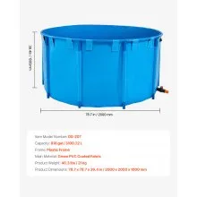 Canvas Fish Pond Above Ground Fish Tank 818 Gal Round Koi Pond (Blue)