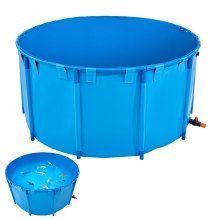 Canvas Fish Pond Above Ground Fish Tank 818 Gal Round Koi Pond (Blue)