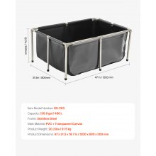 Canvas Fish Pond Above Ground Koi Tank 126.8 Gal with Clear Viewing Panel