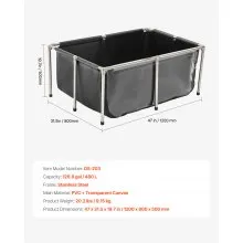 Canvas Fish Pond Above Ground Koi Tank 126.8 Gal with Clear Viewing Panel
