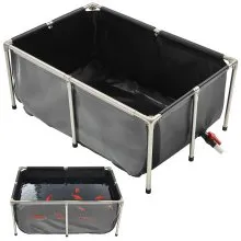 Canvas Fish Pond Above Ground Koi Tank 126.8 Gal with Clear Viewing Panel