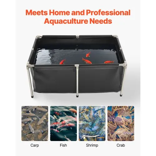 VEVOR Canvas Fish Pond, 480 L Above Ground Fish Pond, Foldable PVC