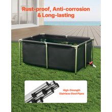 Canvas Fish Pond Above Ground Koi Tank 126.8 Gal Rectangular Pond (Black)