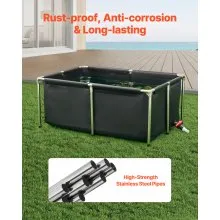 Canvas Fish Pond Above Ground Koi Tank 126.8 Gal Rectangular Pond (Black)