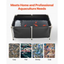 Canvas Fish Pond Above Ground Koi Tank 126.8 Gal Rectangular Pond (Black)