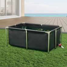 Canvas Fish Pond Above Ground Koi Tank 126.8 Gal Rectangular Pond (Black)