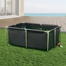 Canvas Fish Pond Above Ground Koi Tank 126.8 Gal Rectangular Pond (Black)