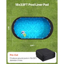 18x33 ft Oval Pool Liner Pad for Above Ground Pools Prevents Punctures Pool Mat