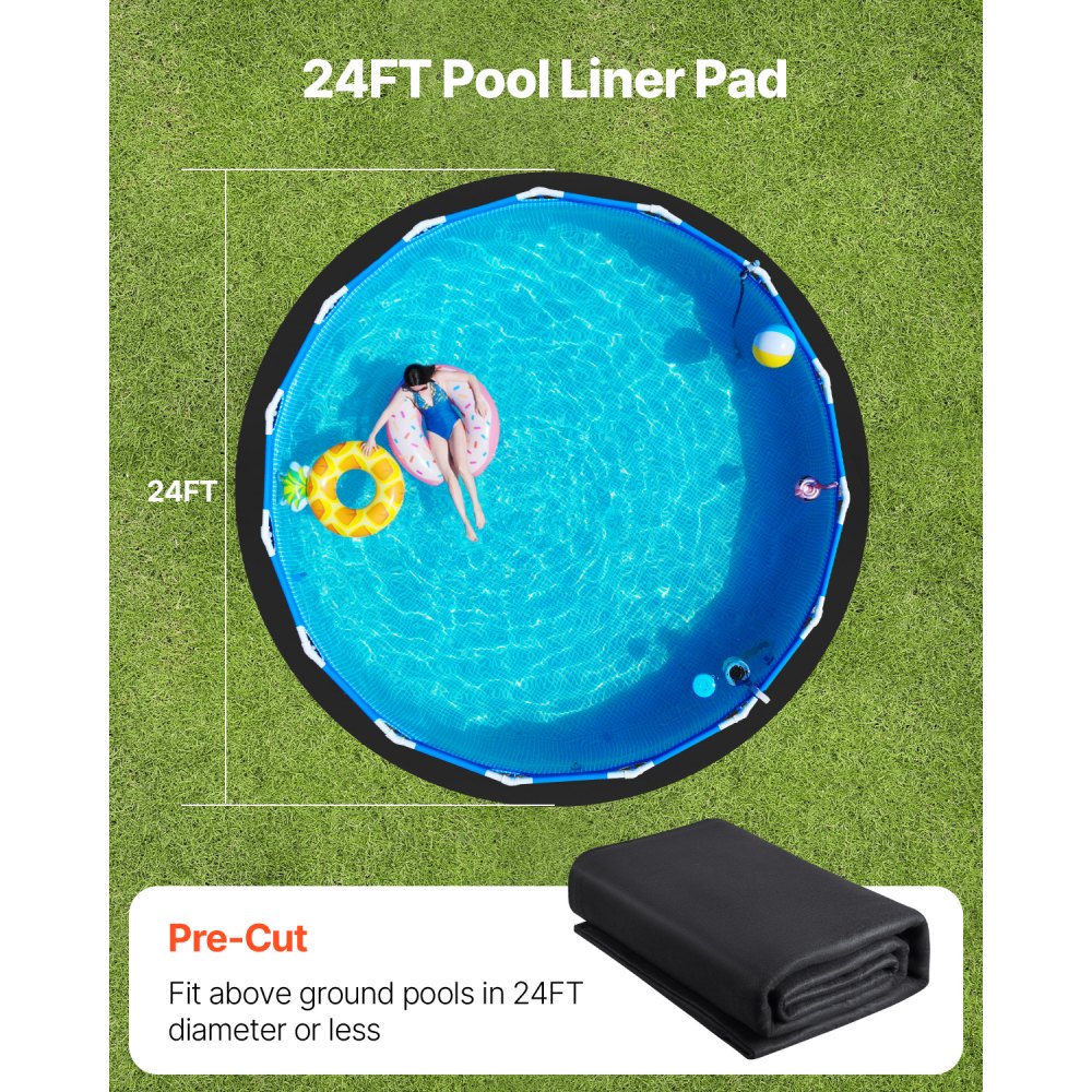 VEVOR 24ft Round Pool Liner Pad for Above Ground Pools Heavy Duty Pool Mat