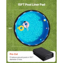 VEVOR 15ft Round Pool Liner Pad for Above Ground Pools Heavy Duty Pool Mat