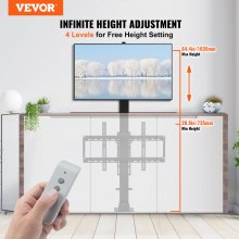 VEVOR Motorized TV Lift Stroke Length 35 Inches Motorized TV Mount Fit for 32-65 Inch TV Lift with Remote Control Height Adjustable 28.7-64.2 Inch,Load Capacity 154 Lbs