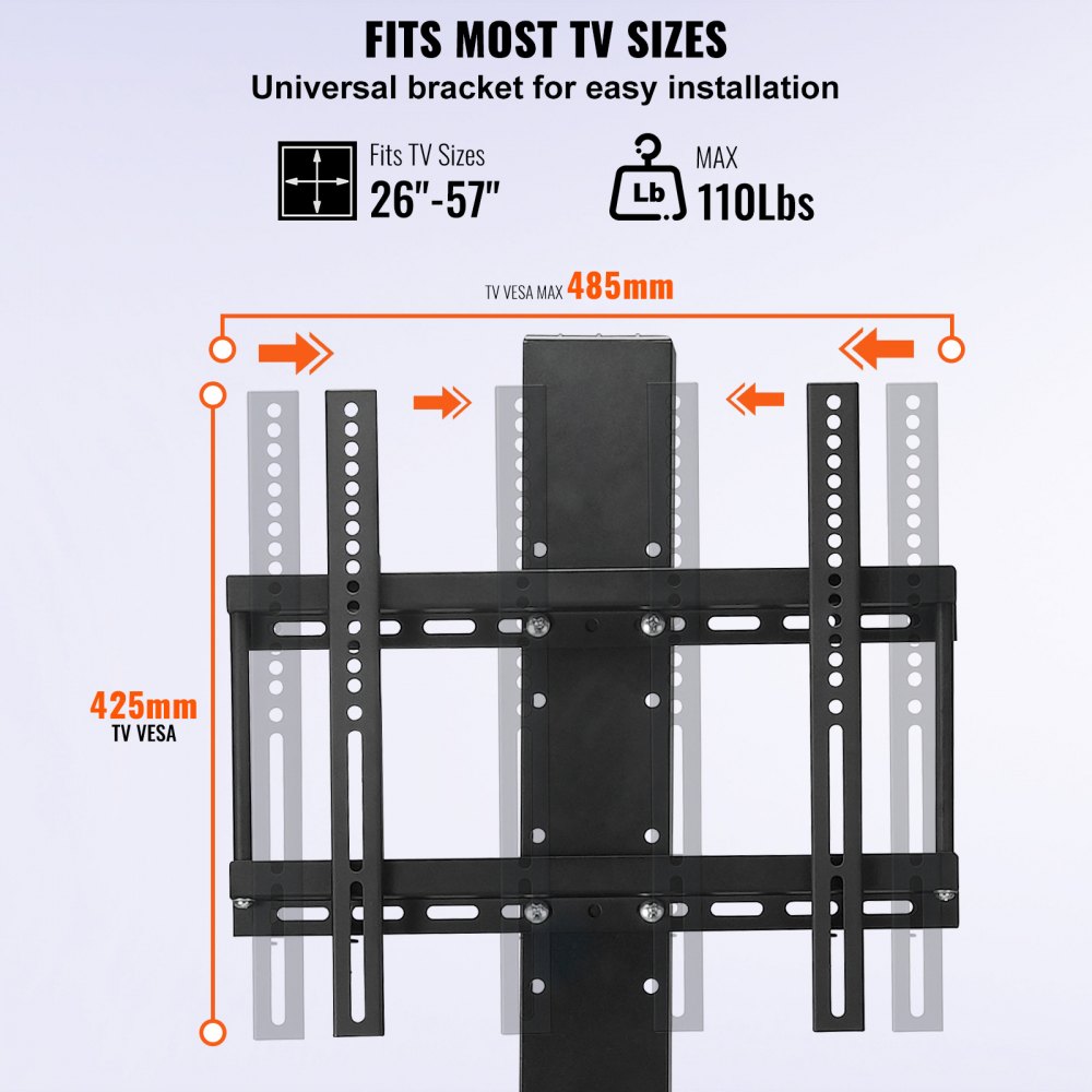 VEVOR Automated TV Elevator for Up to 50" Screens, 28" Stroke with Adjustable Height from 38" to 65", Remote Controlled, Supports up to 132 lbs