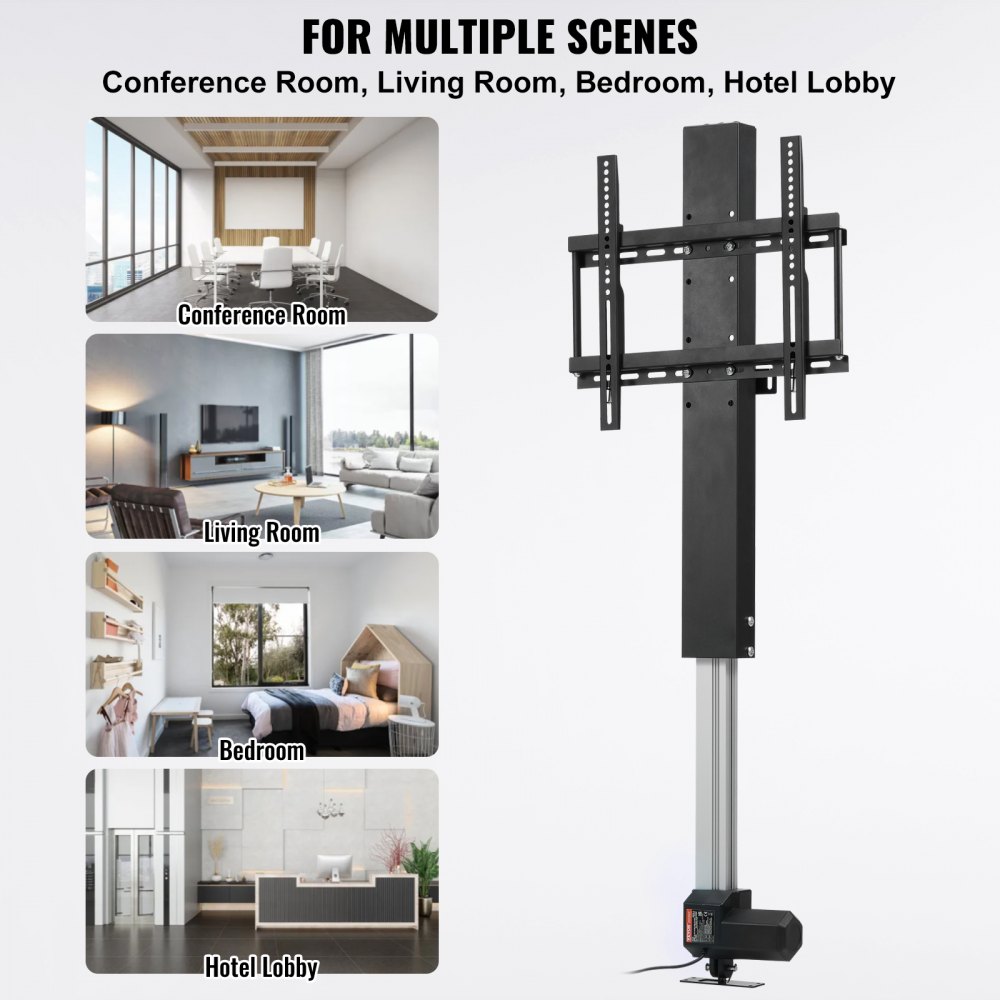 VEVOR Automated TV Elevator for Up to 50" Screens, 28" Stroke with Adjustable Height from 38" to 65", Remote Controlled, Supports up to 132 lbs