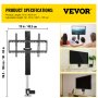 VEVOR Motorized TV Lift Stroke Length 28 Inches Motorized TV Mount Fit for Max.50 Inch TV Lift with Remote Control Height Adjustable 38-65 Inch,Load Capacity 132 Lbs