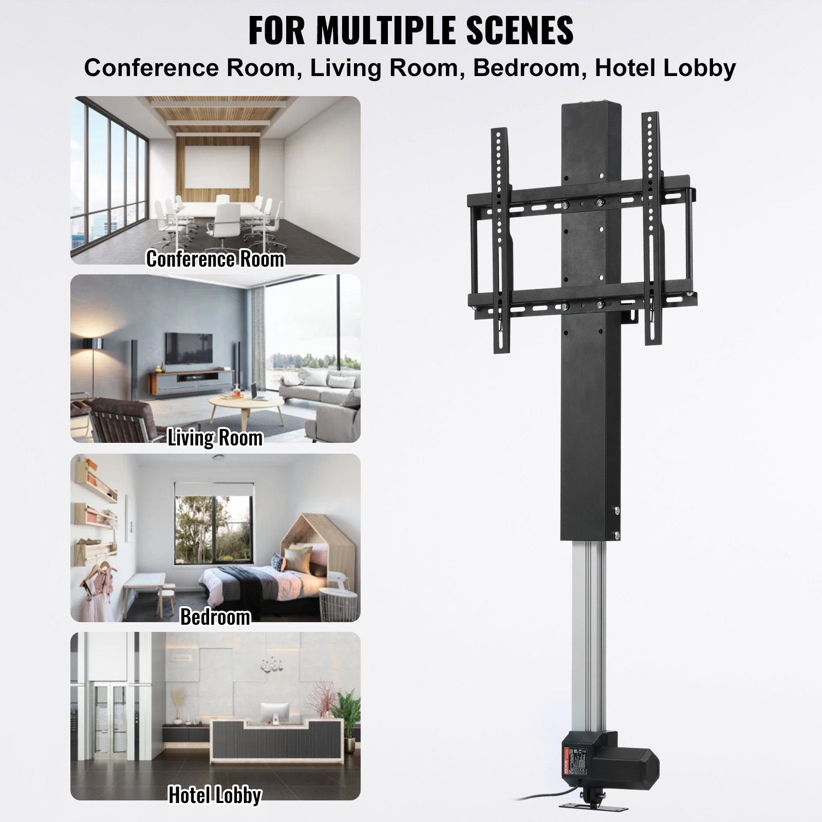 VEVOR Automated TV Elevator for Up to 50" Screens, 28" Stroke with Adjustable Height from 38" to 65", Remote Controlled, Supports up to 132 lbs