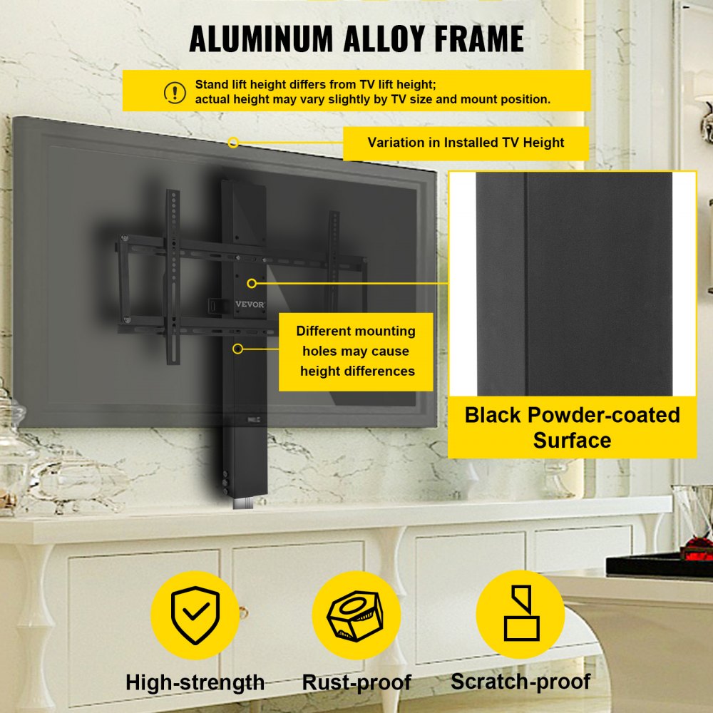 VEVOR TV Lift Stand Motorized TV auto Lift Mount Bracket for 66–152.4 cm Flat Screen LCD/LED/OLED Plasma TVs Heavy Duty Electric TV Mount Motorised TV Lift