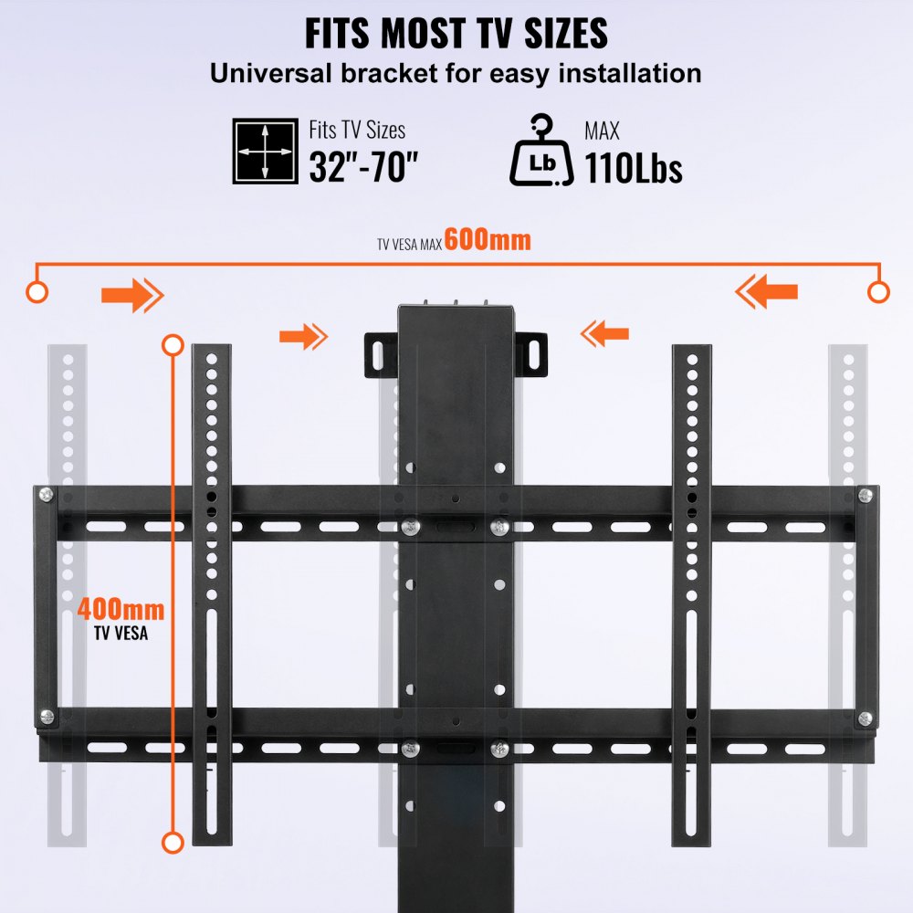 VEVOR 800mm Motorized TV Lift Stroke Length Inches Motorized TV Mount Fit for TV Lift with Remote Control Height Adjustable Load Capacity Wireless Remote Control (32"(80cm))