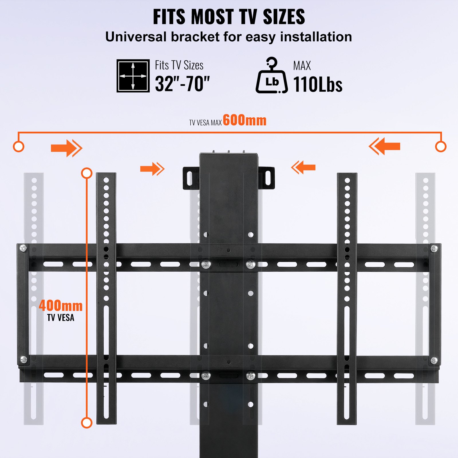 VEVOR 800mm Motorized TV Lift Stroke Length Inches Motorized TV Mount Fit for TV Lift with Remote Control Height Adjustable Load Capacity Wireless Remote Control (32"(80cm))
