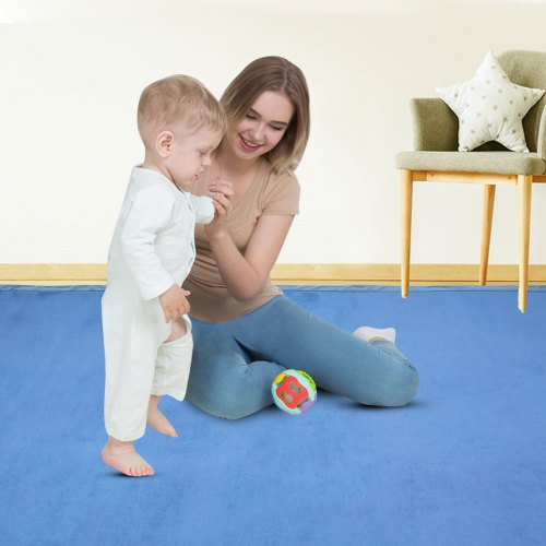 VEVOR Children Crawling Mat 6.5 x 5.9 Ft Memory Foam Area Rug Blue Non-Toxic Plush Foam Bedroom Mat 2CM Thickness Rug for Crawling Babies