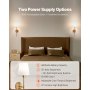 Battery Operated Wall Sconce Set of 2 Wireless Wall Lights with Remote Control
