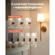 Battery Operated Wall Sconce Set of 2 Wireless Wall Lights with Remote Control