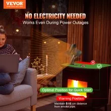 VEVOR Wood Stove Fan Heat Powered, Quiet Fireplace Fans for Wood/Log Burner/Heater, 260 CFM Max. Airflow Non Electric, Aluminum Alloy Circulating Warm Air Saving Fuel, 2 Blades, 7.1'' x 4.2'' x 7.7''