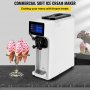 VEVOR Machine à glace commerciale, rendement 10-20 L/H, machine à service doux de comptoir 1000 W avec trémie de 4,5 L, cylindre de 1,6 L, écran tactile, alarme de pénurie, machine à yaourt glacé pour café snack-bar, blanc