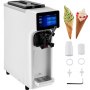 VEVOR Commercial Ice Cream Maker, 10-20L/H Yield, 1000W Countertop Soft Serve Machine with 4.5L Hopper 1.6L Cylinder Touch Screen Puffing Shortage Alarm, Frozen Yogurt Maker for Café Snack Bar, White