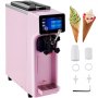 VEVOR Máquina para hacer helados comercial, rendimiento de 10-20 L/H, máquina de servicio suave para encimera de 1000 W con tolva de 4,5 L, cilindro de 1,6 L, máquina para hacer yogur congelado con pantalla táctil, alarma de escasez de preenfriamiento, rosa