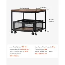 VEVOR Mini Fridge Stand with Storage, 198 lbs Mini Fridge Table with Movable Storage Cart & Swivel Wheels, Beverage Refrigerator Stand for Coffee Bar, Mini Fridge Organizer for Home Dorm, Light Brown