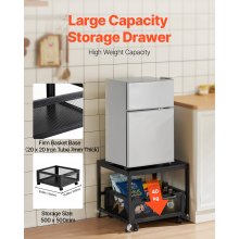 Mini Fridge Stand with Storage 198lbs Storage Cart & Swivel Wheels Black