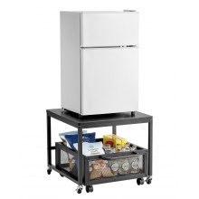 VEVOR Mini Fridge Stand with Storage, 198 lbs Mini Fridge Table with Movable Storage Cart & Swivel Wheels, Beverage Refrigerator Stand for Coffee Bar, Mini Fridge Organizer for Office Home Dorm, Black
