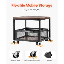 VEVOR Mini Fridge Stand with Storage, 198 lbs Mini Fridge Table with Movable Storage Cart & Swivel Wheels, Beverage Refrigerator Stand for Coffee Bar, Mini Fridge Organizer for Home Dorm, Dark Brown