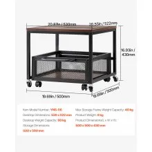 VEVOR Mini Fridge Stand with Storage, 198 lbs Mini Fridge Table with Movable Storage Cart & Swivel Wheels, Beverage Refrigerator Stand for Coffee Bar, Mini Fridge Organizer for Home Dorm, Dark Brown