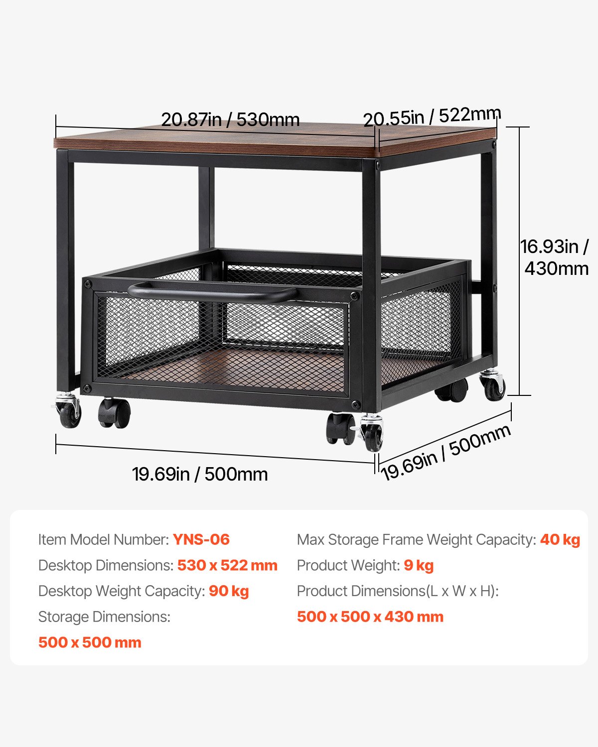 VEVOR Mini Fridge Stand with Storage, 198 lbs Mini Fridge Table with Movable Storage Cart & Swivel Wheels, Beverage Refrigerator Stand for Coffee Bar, Mini Fridge Organizer for Home Dorm, Dark Brown
