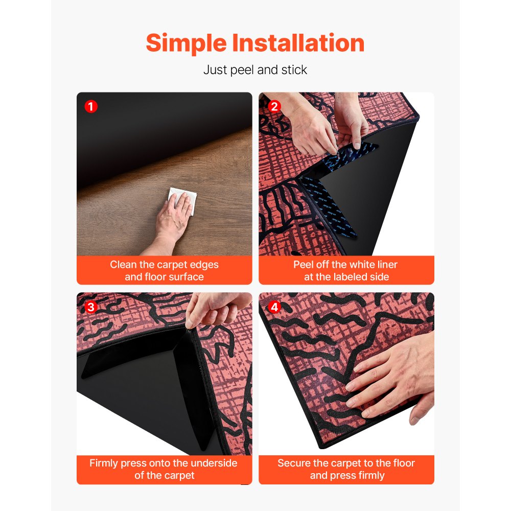 VEVOR Rug Gripper, 12 PCS, Strong Adhesive and Residue-Free, Double Sided Non-Slip Carpet Stickers for Area Rugs, Keep Corners from Curling and Bunching, for Holding Rugs in Place on Hardwood Floors