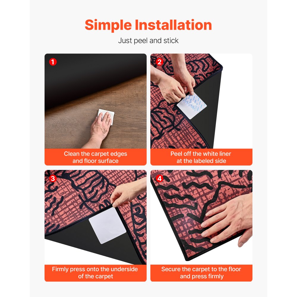 VEVOR Rug Gripper, 20 PCS, Strong Adhesive and Residue-Free, Double Sided Non-Slip Carpet Stickers for Area Rugs, Keep Corners from Curling and Bunching, for Holding Rugs in Place on Hardwood Floors