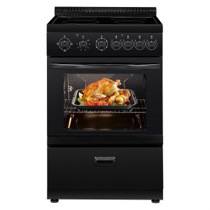 VEVOR 24 in Electric Range Oven, 2.7 Cu. Ft. Capacity Compact Freestanding Oven, Stainless Steel Kitchen Stove with 4 Burners, Easy Reach Rack, Storage Drawer, Drip Pan, Indicator Light(No Power Cord) | VEVOR US