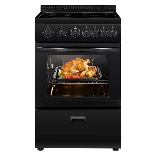 VEVOR 24 in Electric Range Oven, 2.7 Cu. Ft. Capacity Compact Freestanding Oven, Stainless Steel Kitchen Stove with 4 Burners, Easy Reach Rack, Storage Drawer, Drip Pan, Indicator Light(No Power Cord)
