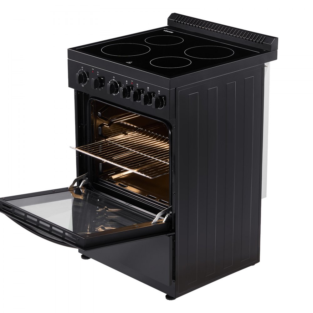 VEVOR 24 in Electric Range Oven, 2.7 Cu. Ft. Capacity Compact Freestanding Oven, Stainless Steel Kitchen Stove with 4 Burners, Easy Reach Rack, Storage Drawer, Drip Pan, Indicator Light(No Power Cord)