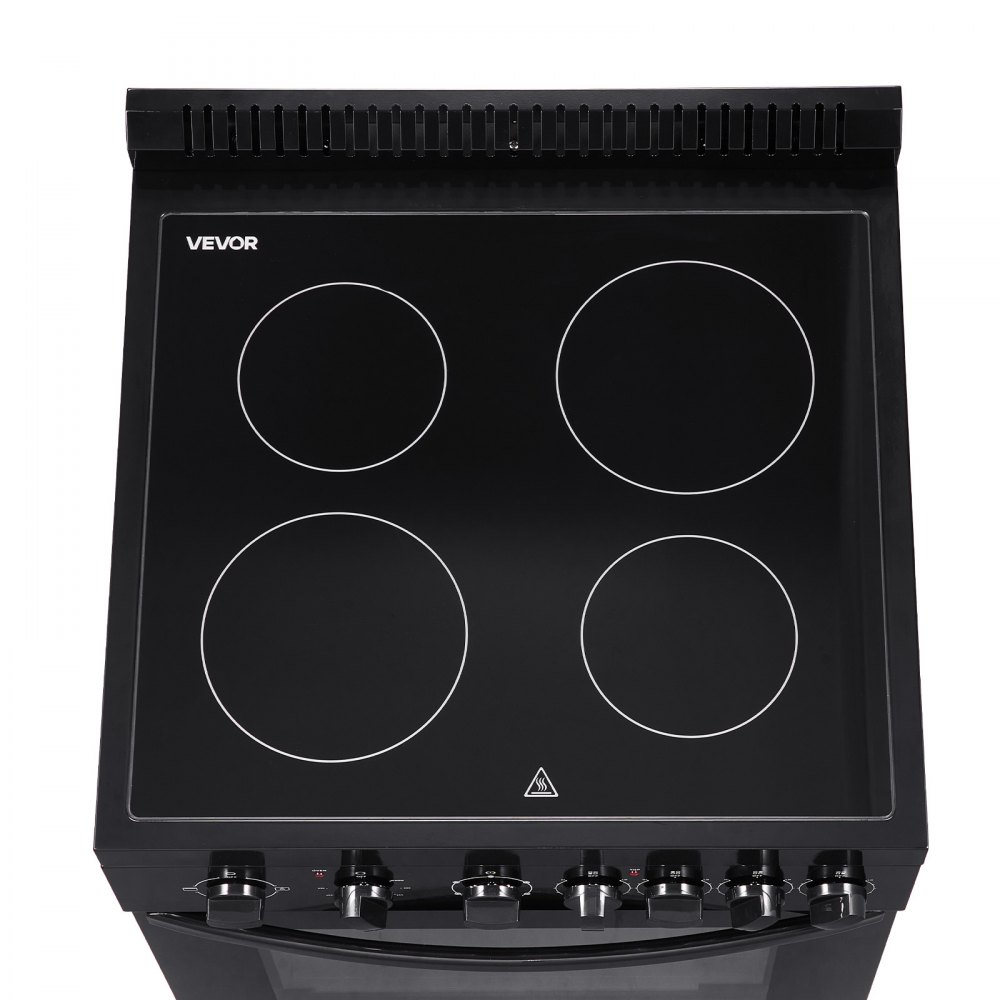 VEVOR 24 in Electric Range Oven, 2.7 Cu. Ft. Capacity Compact Freestanding Oven, Stainless Steel Kitchen Stove with 4 Burners, Easy Reach Rack, Storage Drawer, Drip Pan, Indicator Light(No Power Cord)