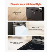 24 in Electric Range Oven 2.7 Cu. Ft. 4 Cooktop Burners Stainless Steel Body
