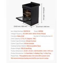 24 in Electric Range Oven 2.7 Cu. Ft. 4 Cooktop Burners Stainless Steel Body