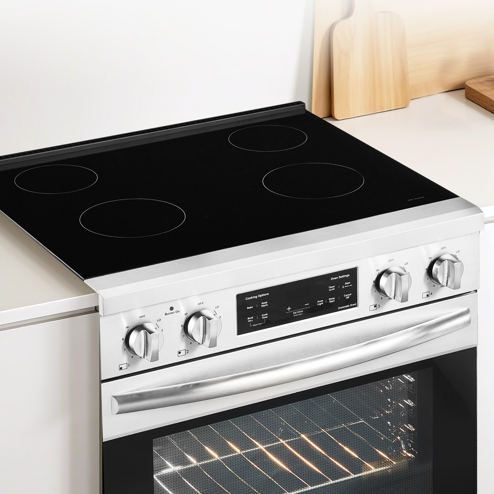 VEVOR 30 in Electric Range Oven, 4.8 Cu. Ft. Capacity Compact Freestanding Oven, Stainless Steel Kitchen Stove, with 4 Cooktop Burners, Timer, Easy Reach Racks, Storage Drawer, Light(No Power Cord)