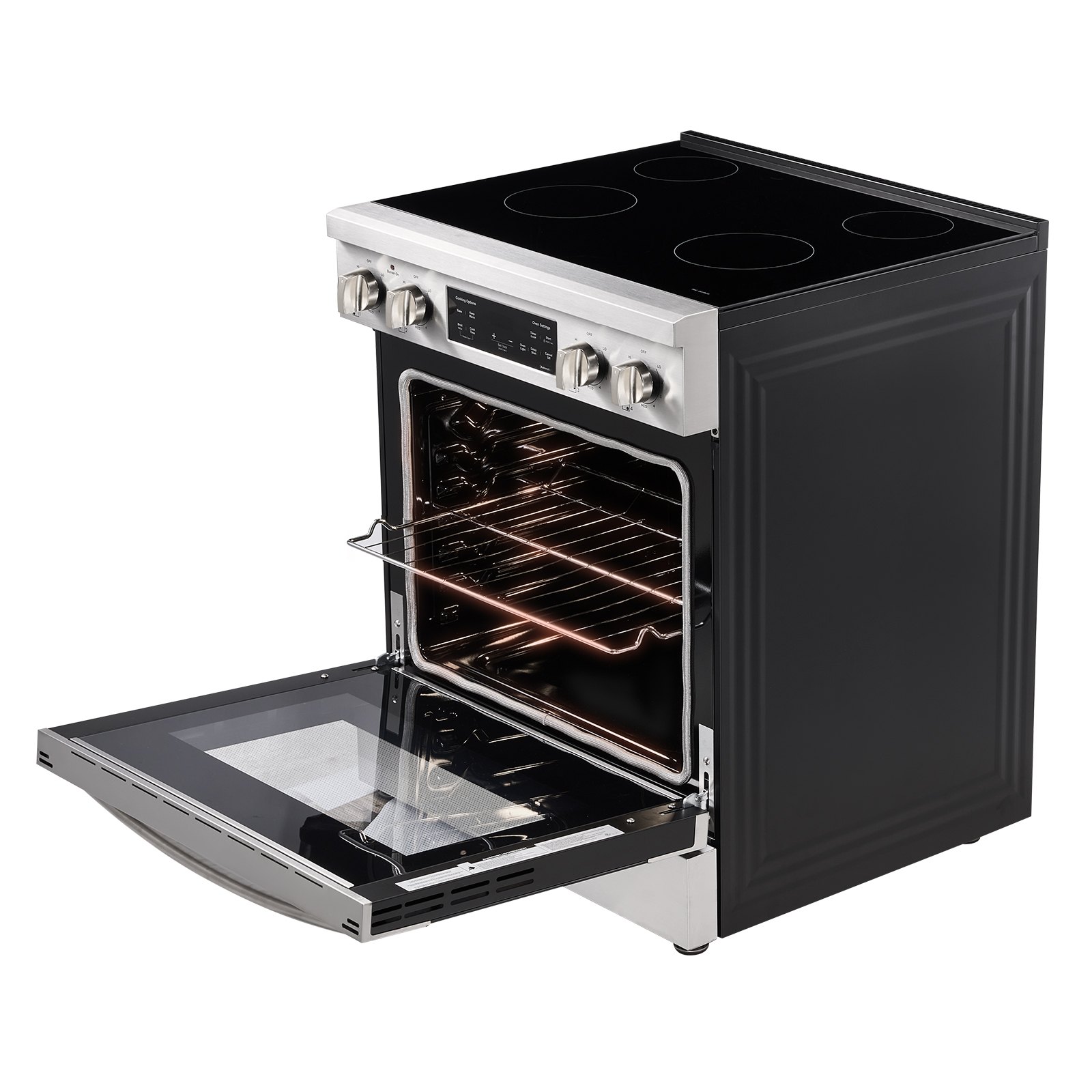 VEVOR 30 in Electric Range Oven, 4.8 Cu. Ft. Capacity Compact Freestanding Oven, Stainless Steel Kitchen Stove, with 4 Cooktop Burners, Timer, Easy Reach Racks, Storage Drawer, Light(No Power Cord)